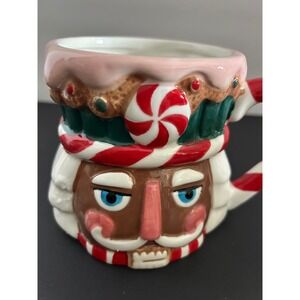 Nutcracker Mug Christmas Brown Pink Candy Cane Peppermint World Market Holiday